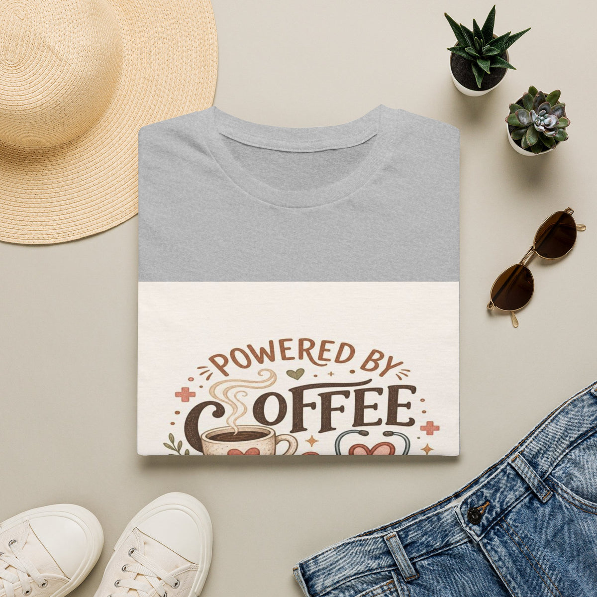 Cozy T-shirt Design Featuring Hand-Lettered Coffee and Compassion- Graphic Tees