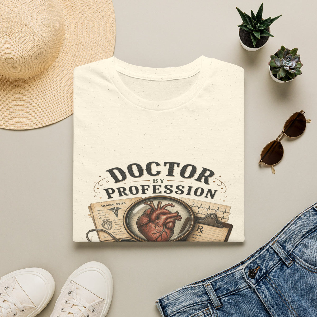 Vintage Detective-Inspired T-Shirt Featuring Anatomical Heart And Magnifying Glass- Graphic Tees