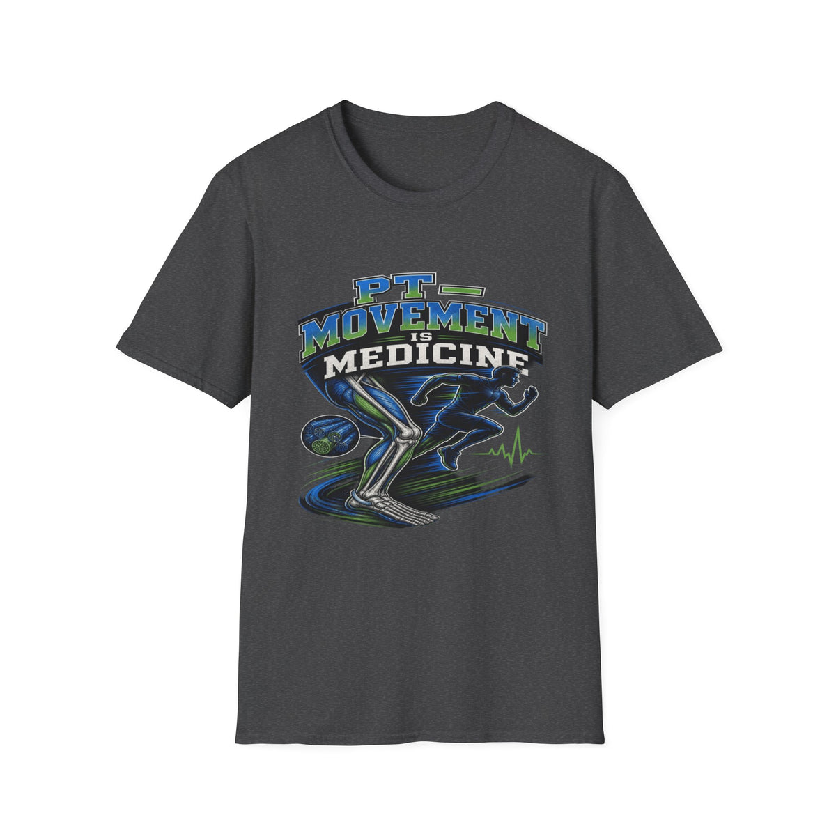 Dynamic T-shirt Design Featuring _PT Movement Is Medicine_ Text- Graphic Tees