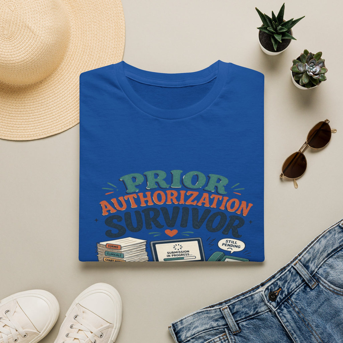 Bold T-Shirt Design Showcasing _PRIOR AUTHORIZATION SURVIVOR_- Graphic Tees