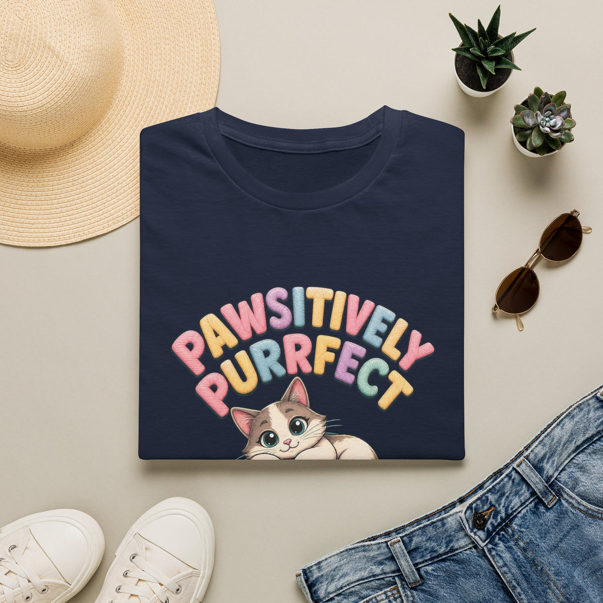 Pawsitively Purrfect Cat T-Shirt — Cute Kitten Yarn Lover Tee