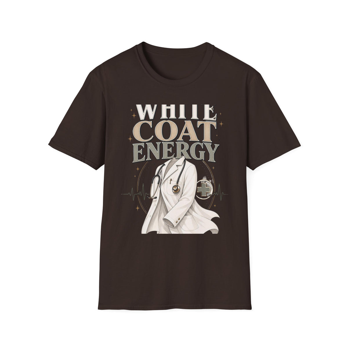 Elegant T Shirt Design Featuring White Coat Energy Typography