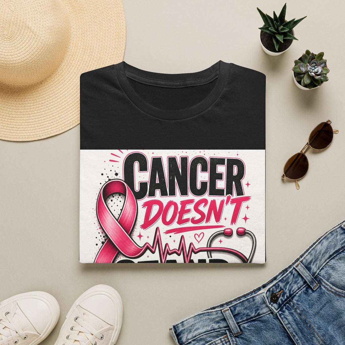 Bold Oncology Nurse Design Featuring Empowering Phrase With Awareness Ribbon