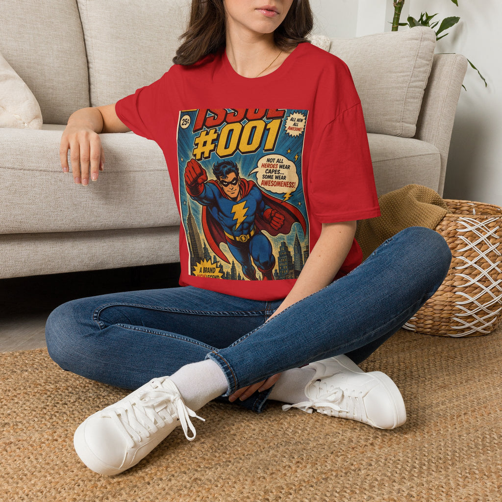 Vintage Comic Book T Shirt Design Featuring Original Superhero
