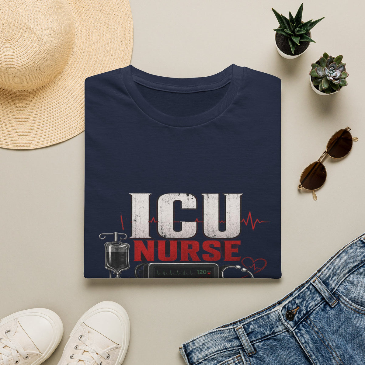 Powerful ICU Nurse T-Shirt Design With Bold Typography- Graphic Tees