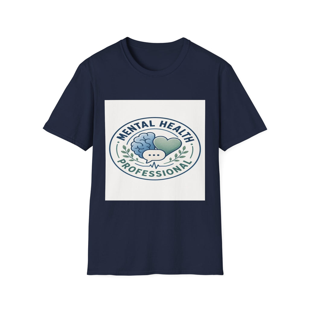 Badge-Style Graphic Featuring Mental Health Professional Title With Iconography- Graphic Tees