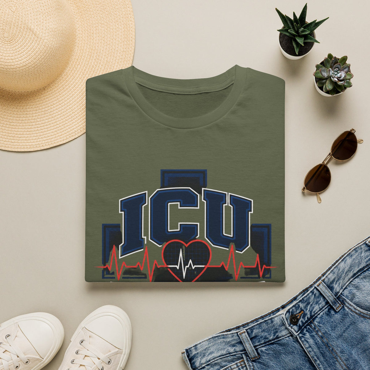 Athletic T Shirt Design With Bold ICU STRONG Typography