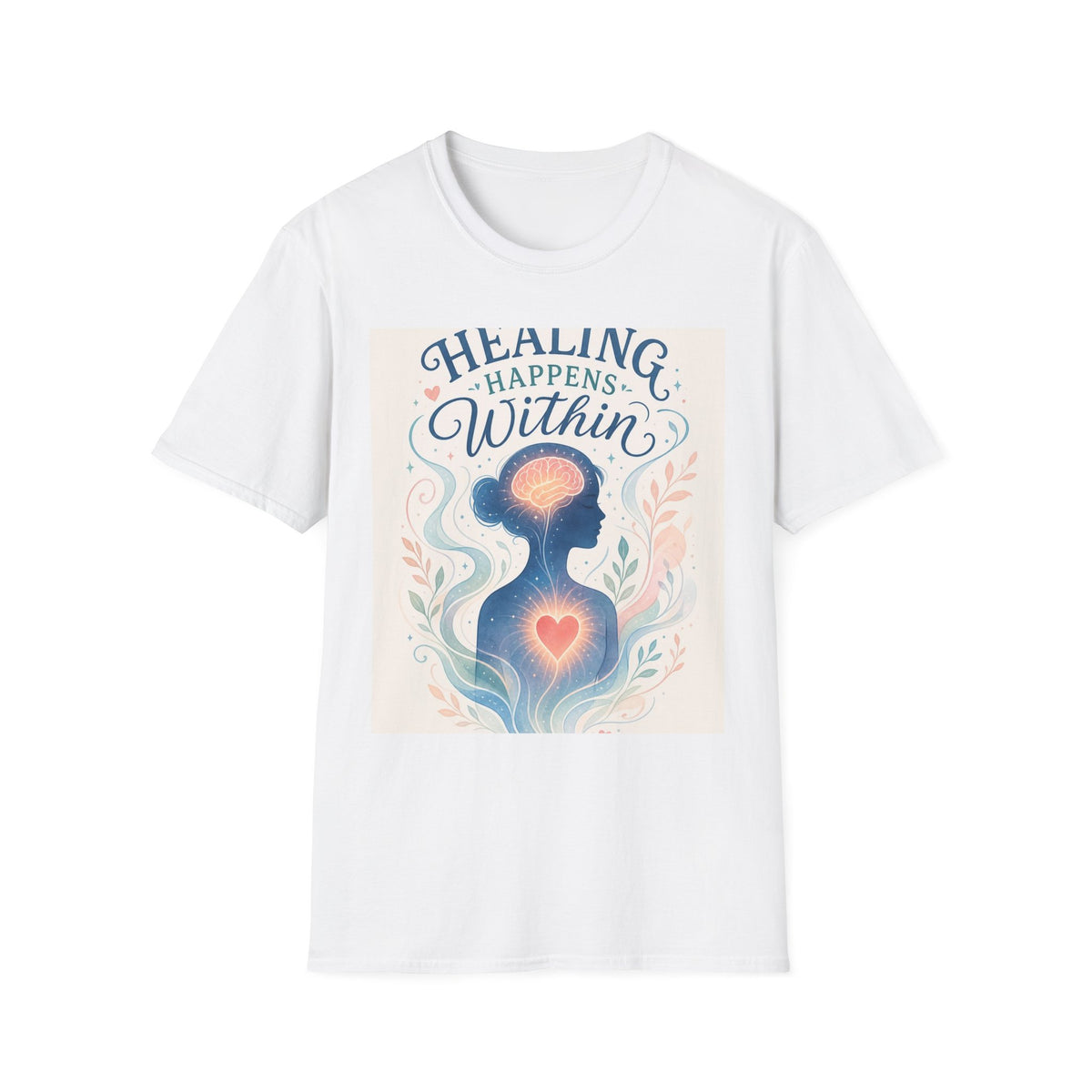 Human Silhouette With Glowing Brain And Heart Design