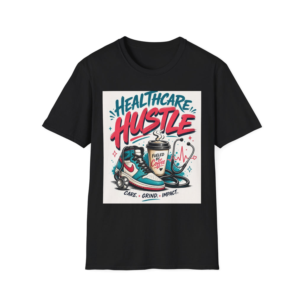Dynamic T Shirt Design Featuring Healthcare Hustle Text