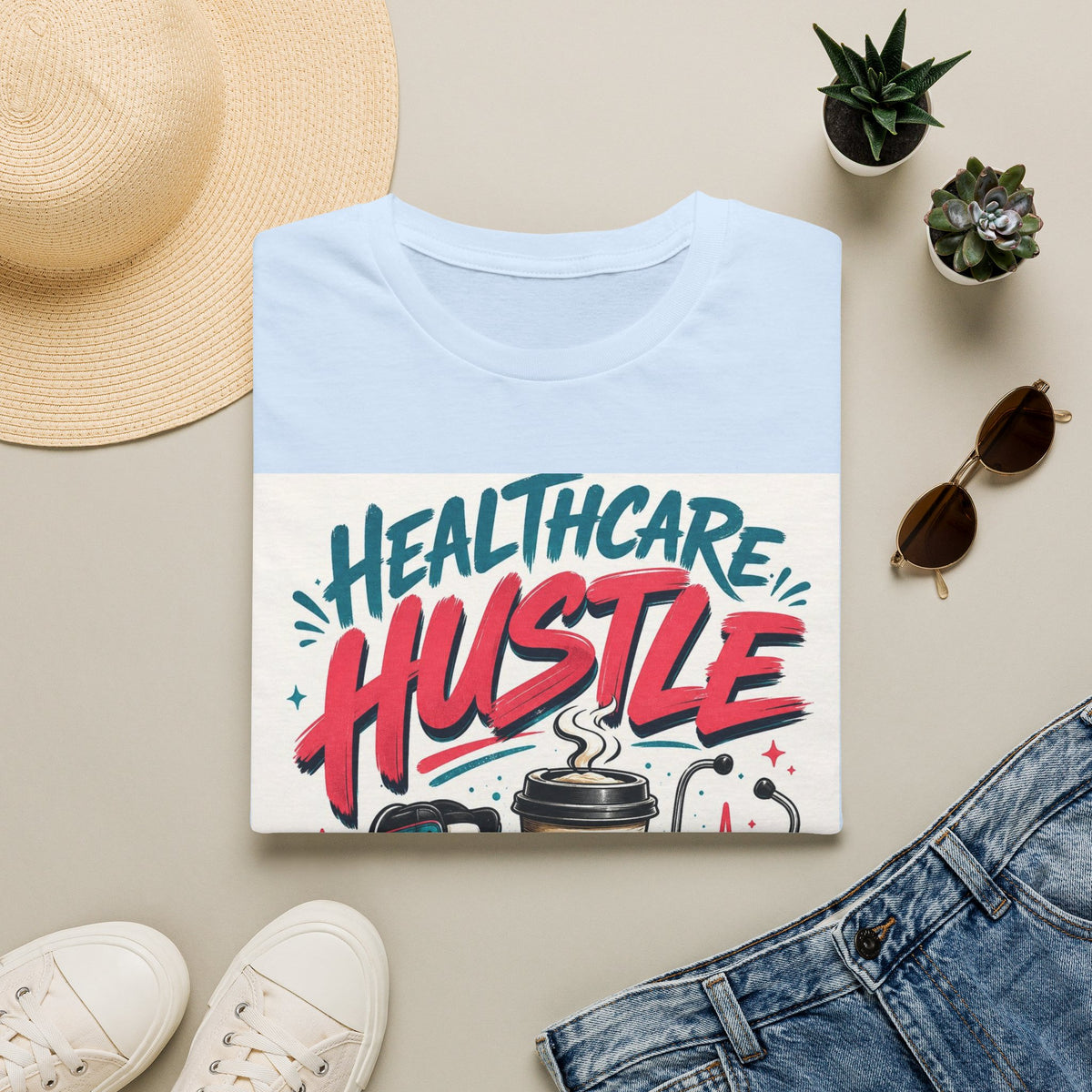 Dynamic T Shirt Design Featuring Healthcare Hustle Text