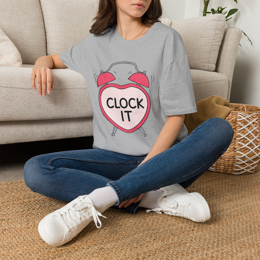 Clock It Alarm-Heart Graphic T-Shirt