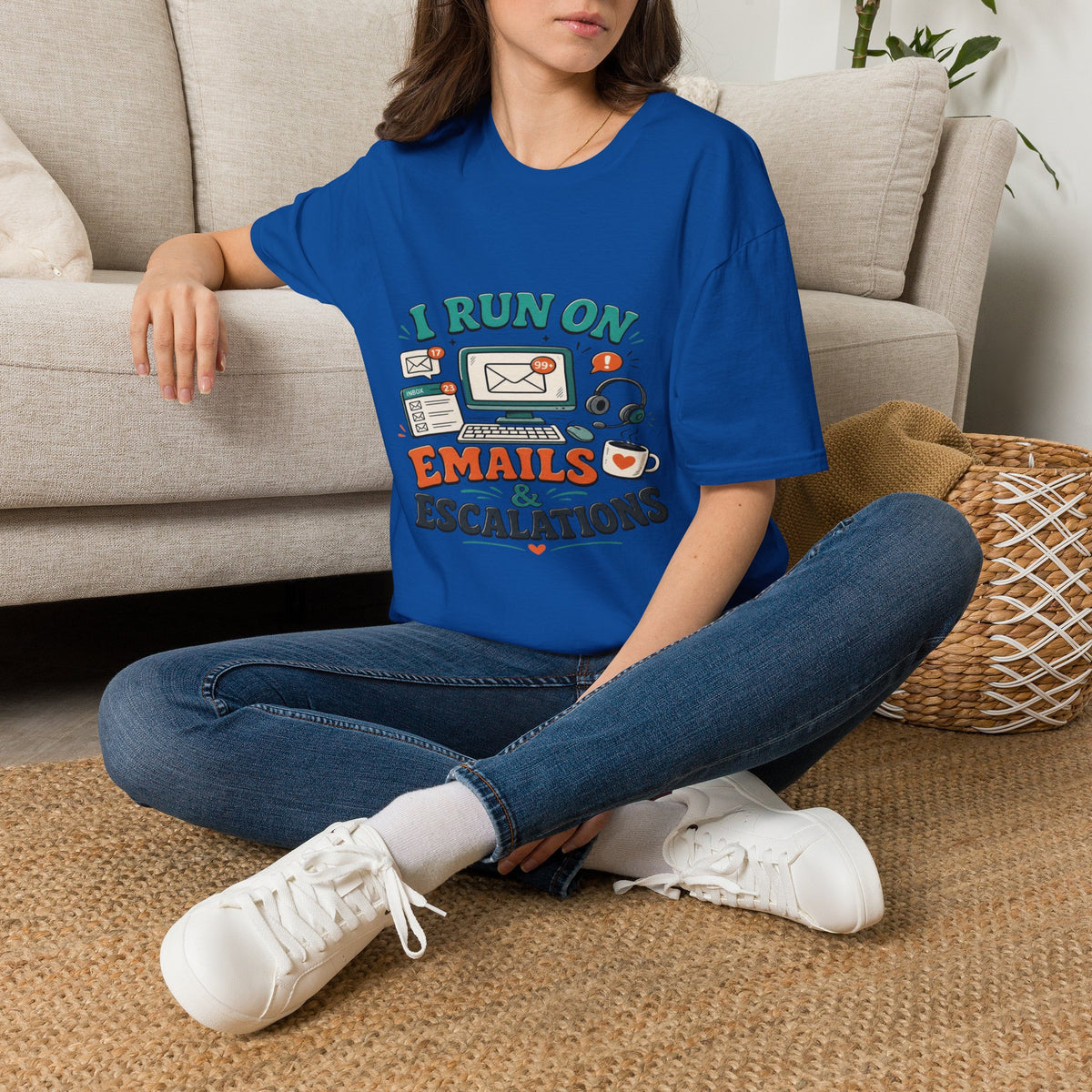 Bold T-Shirt Design With Playful Email And Coffee Illustrations- Graphic Tees