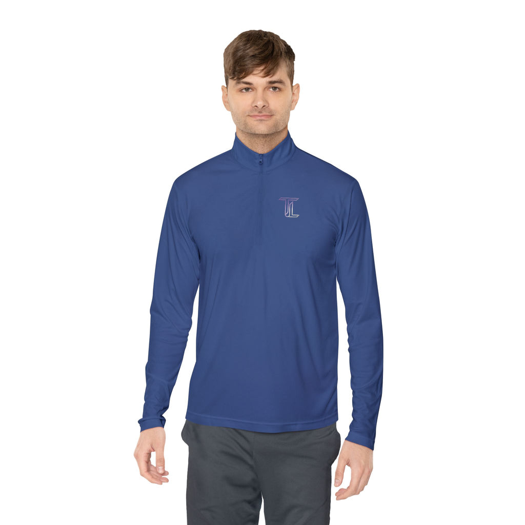 Quarter-Zip Pullover — Minimal Monogram 'T' Embroidered Pullover