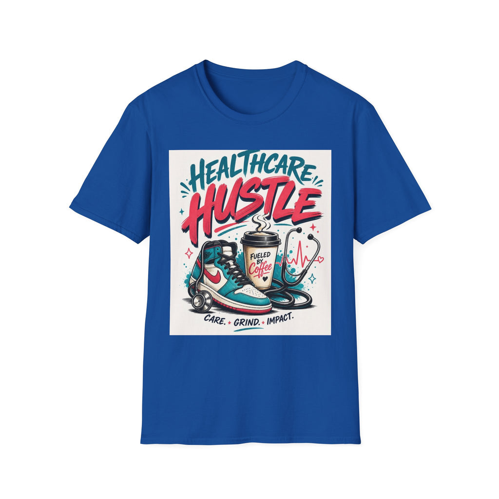 Dynamic T Shirt Design Featuring Healthcare Hustle Text