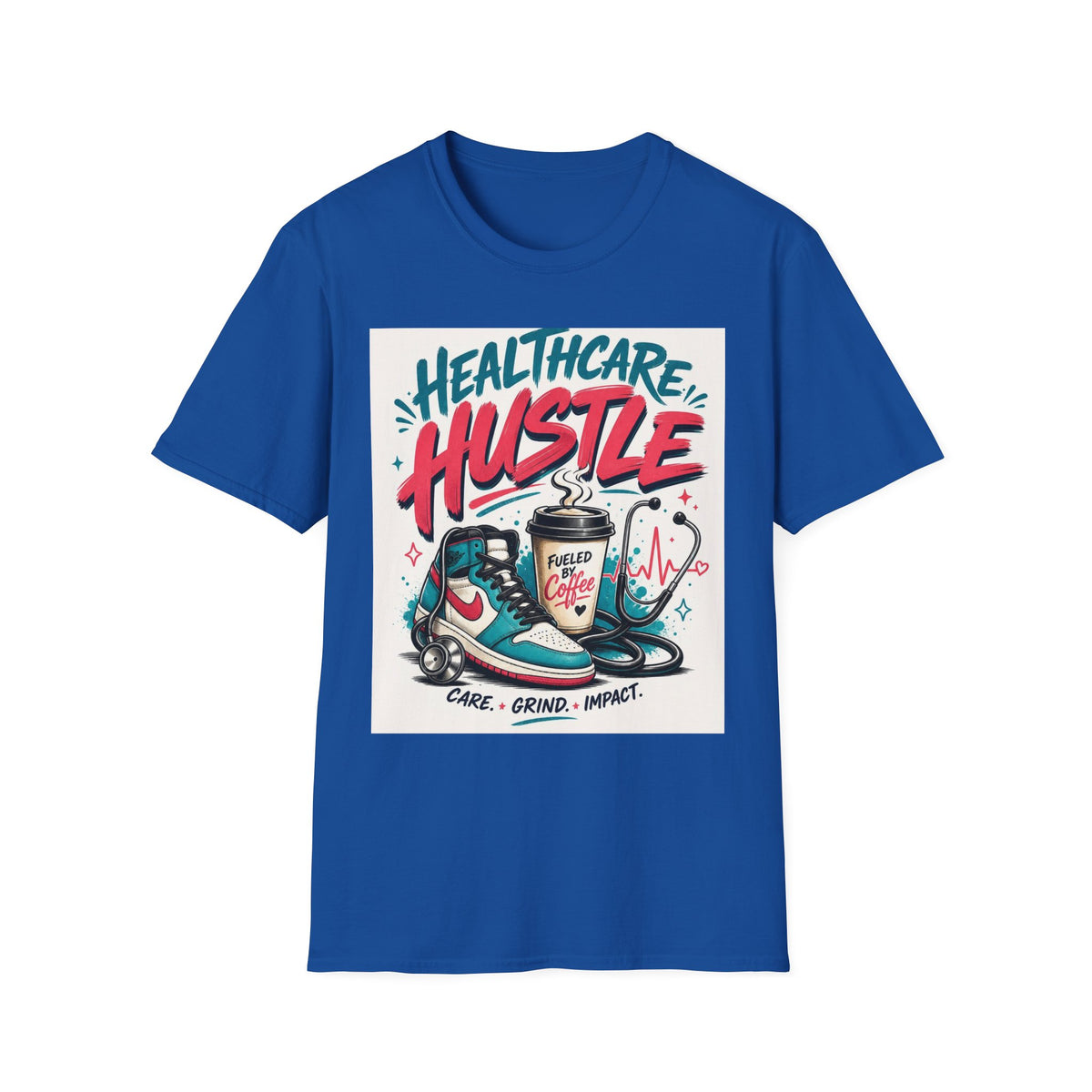 Dynamic T Shirt Design Featuring Healthcare Hustle Text