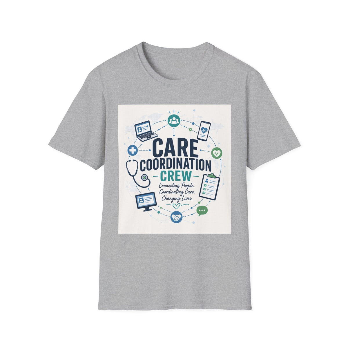 T Shirt Graphic Featuring Modern Aesthetic Care Coordination Crew