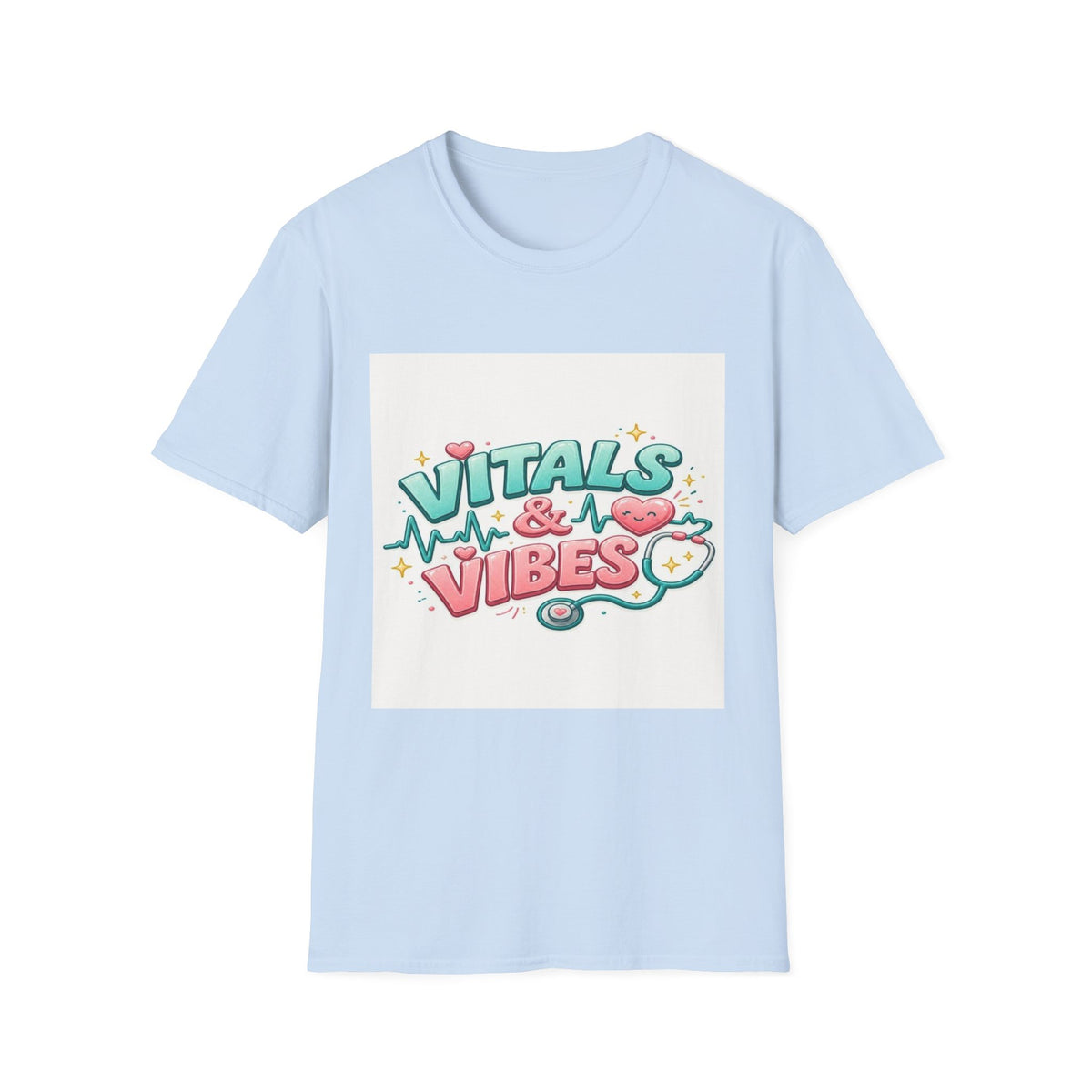 Trendy Healthcare T-Shirt Design Featuring Vitals And Vibes (1)- Graphic Tees