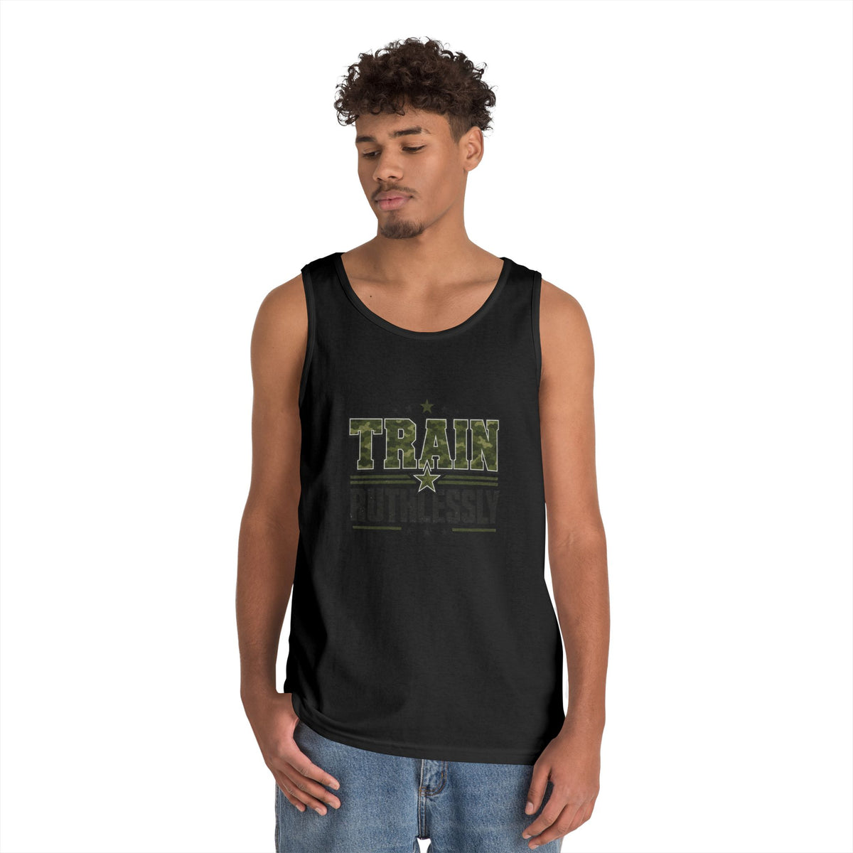 Train Ruthlessly Camouflage Gym Tank