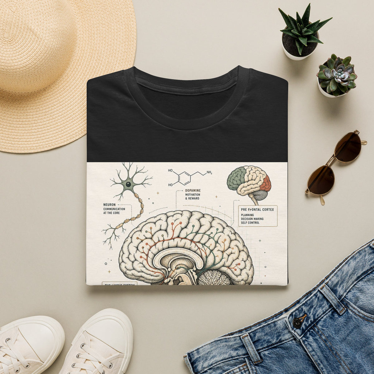 Human Brain Illustration Featuring Neural Pathways And Typography