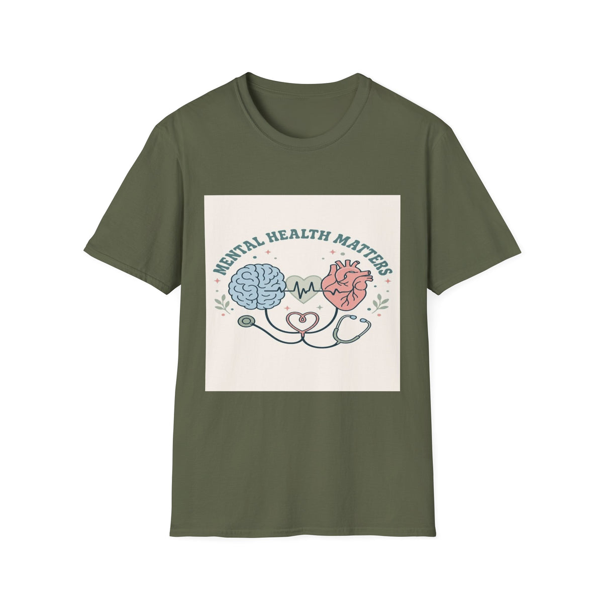 Stylized Brain And Heart Design For Mental Health Awareness- Graphic Tees