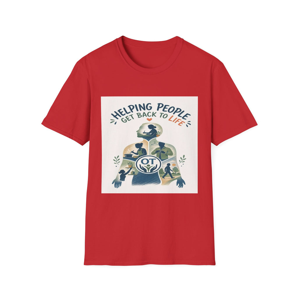 T-shirt Design Featuring Daily Activities Silhouette With OT Symbol- Graphic Tees