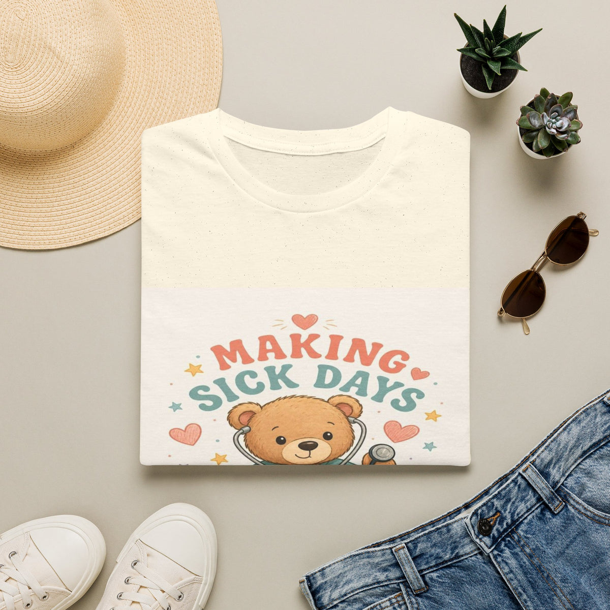 T-shirt Design Featuring Teddy Bear With Stethoscope And Stars- Graphic Tees
