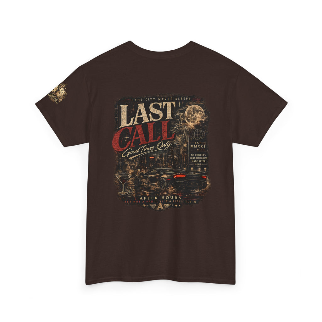 Last Call Graphic Tee — Vintage Bar Nightlife T‑Shirt