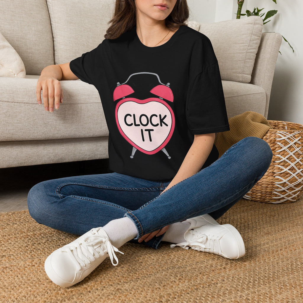 Clock It Alarm-Heart Graphic T-Shirt