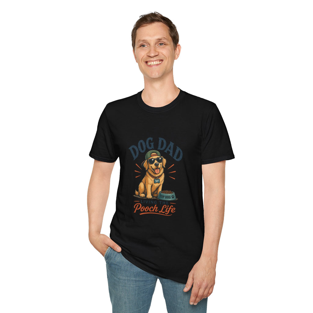 Dog Dad T-Shirt — "Living the Pooch Life" Graphic Tee for Dog Lovers
