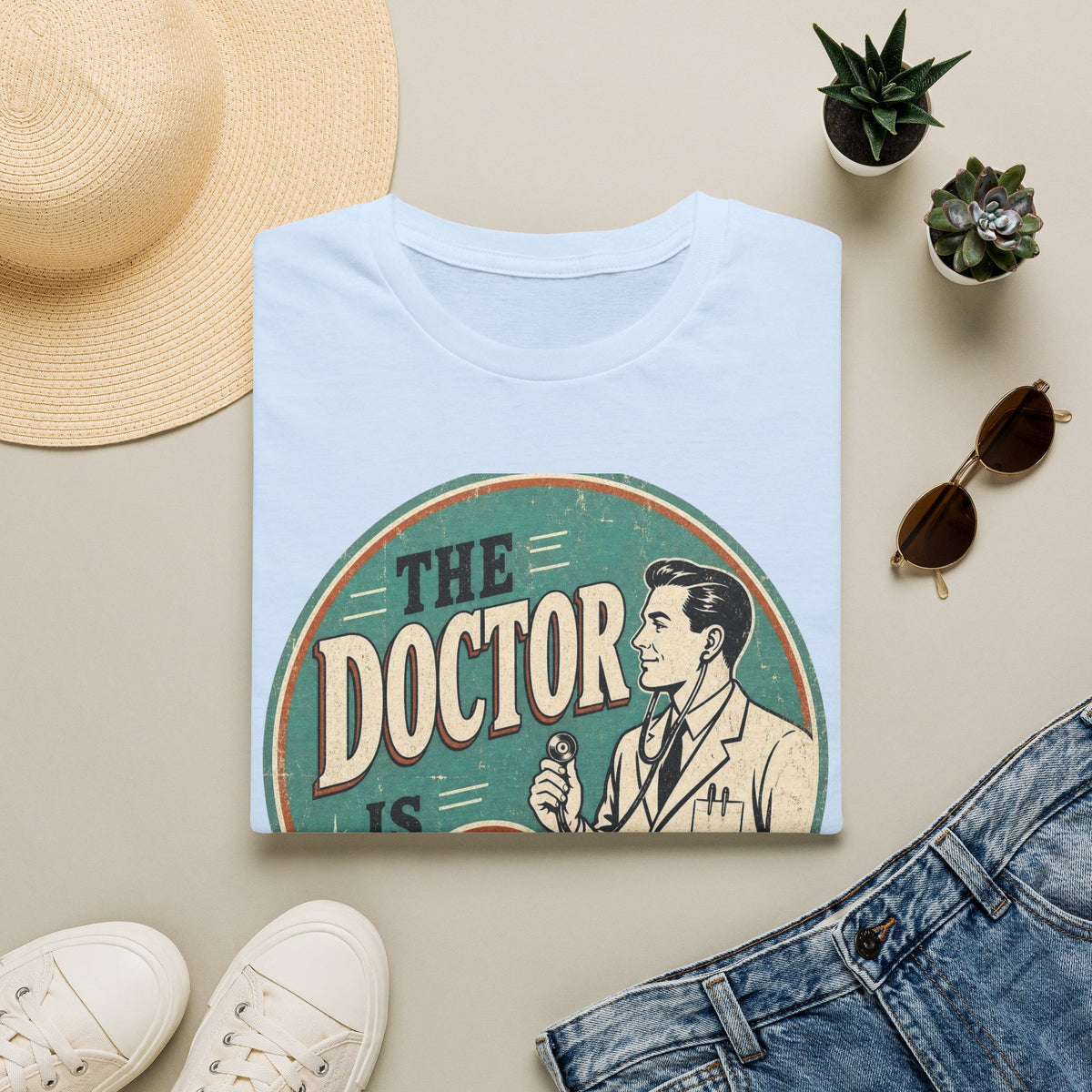 Vintage 1950s Doctor Office Graphic With Classic Badge