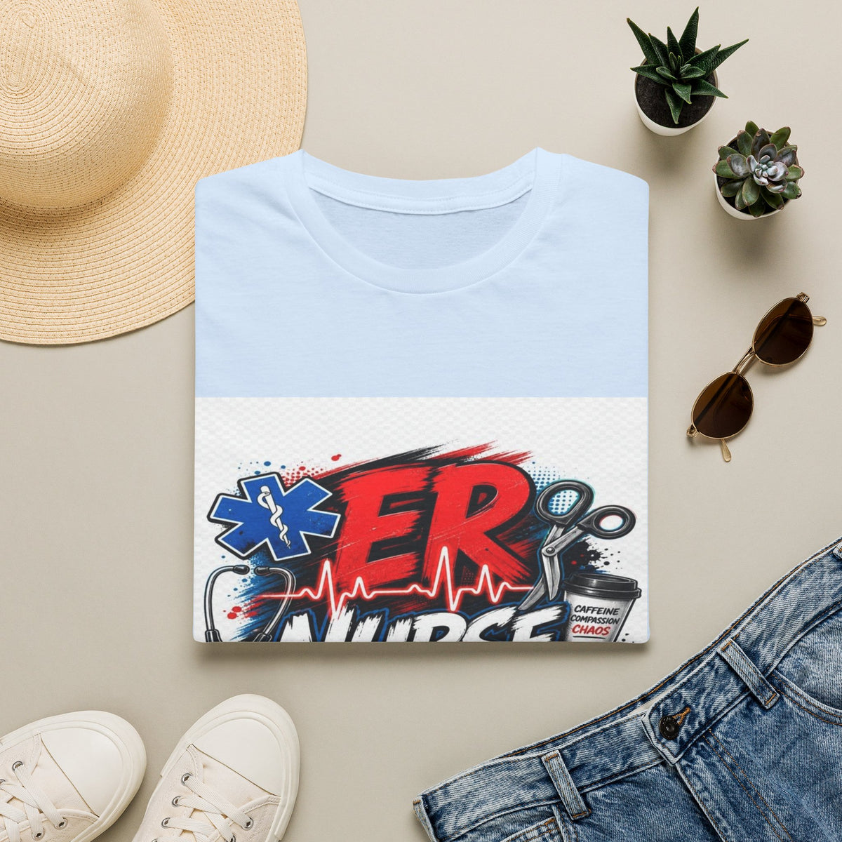 Bold Streetwear T-Shirt Design Featuring ER Nurse Typography- Graphic Tees