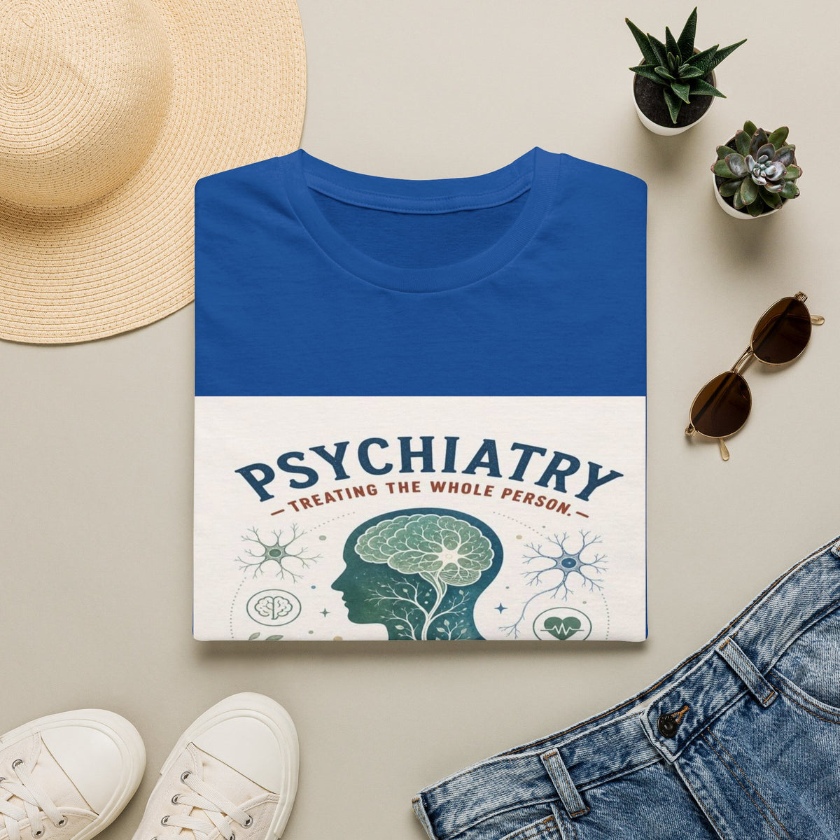 Human Silhouette With Brain And Heart Surrounded By Medical Imagery- Graphic Tees