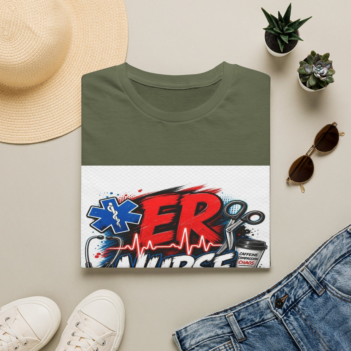 Bold Streetwear T-Shirt Design Featuring ER Nurse Typography- Graphic Tees