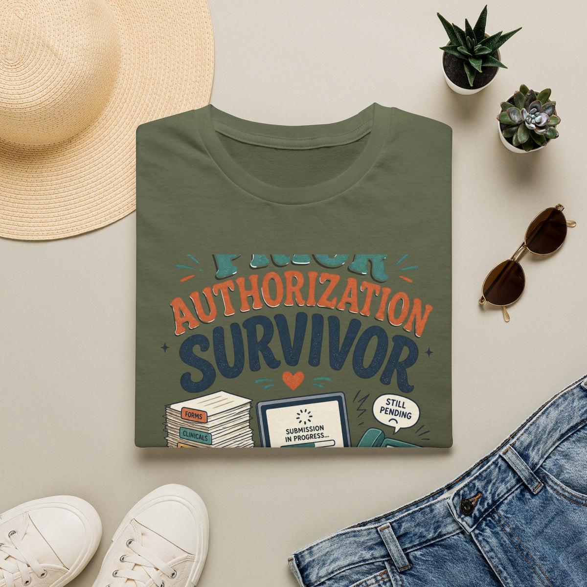Bold T Shirt Design Showcasing PRIOR AUTHORIZATION SURVIVOR