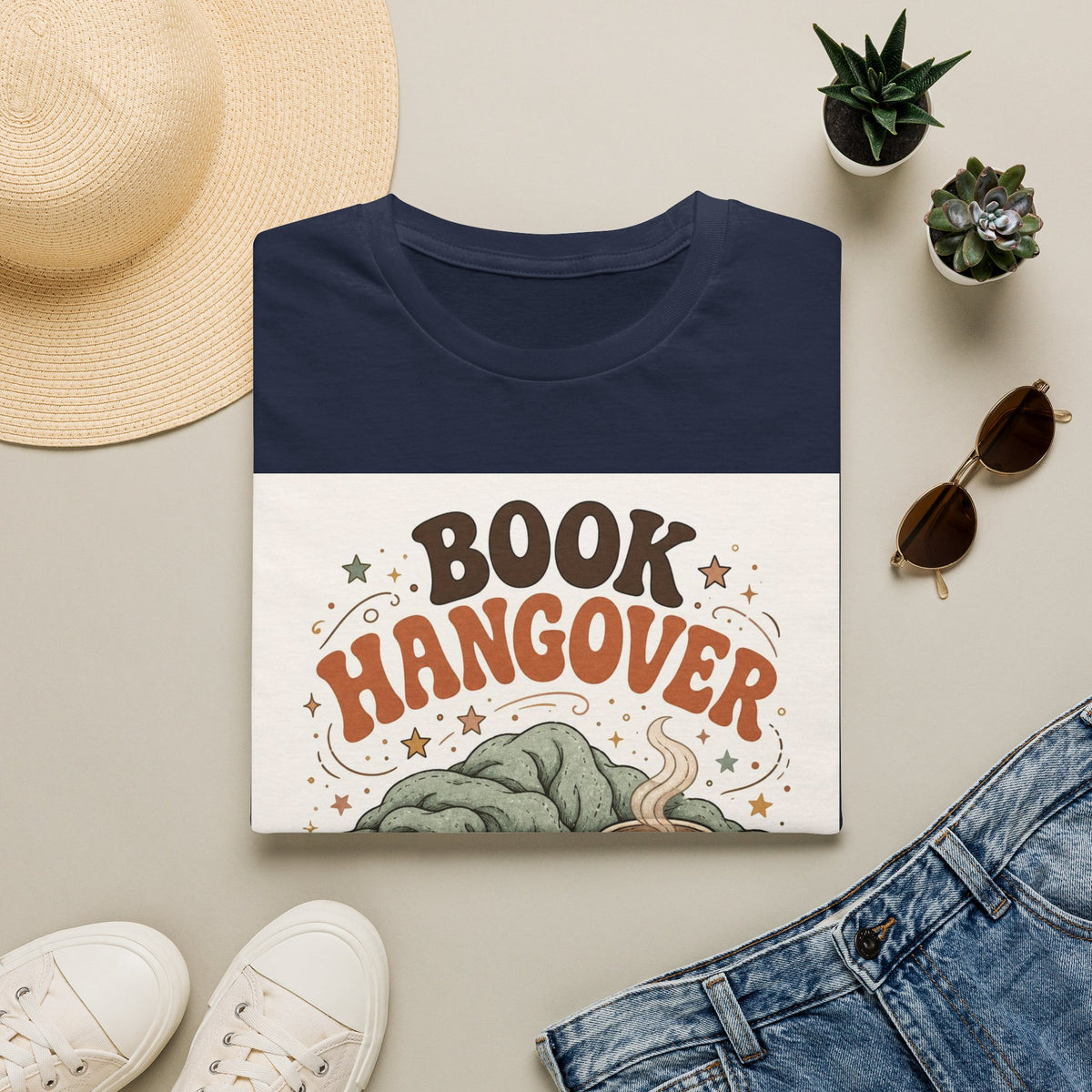 Cozy T Shirt Design Featuring Book And Coffee Cup