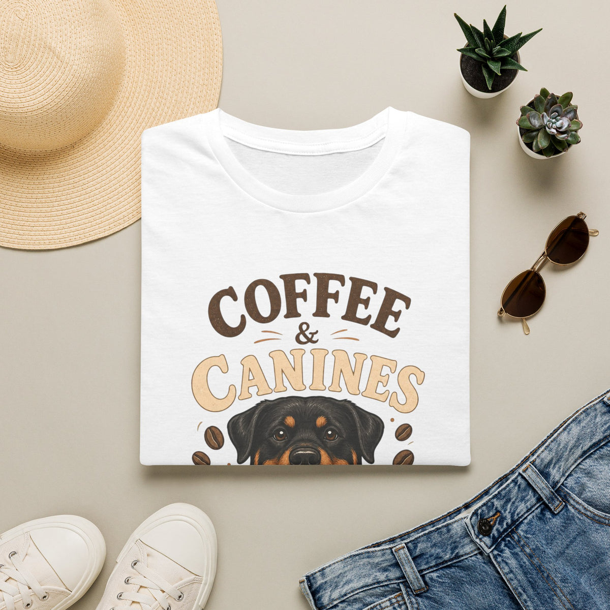 Coffee & Canines T-Shirt — Dog Lover Coffee Tee