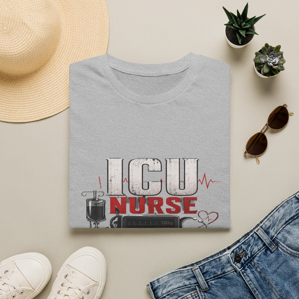 Powerful ICU Nurse T-Shirt Design With Bold Typography- Graphic Tees