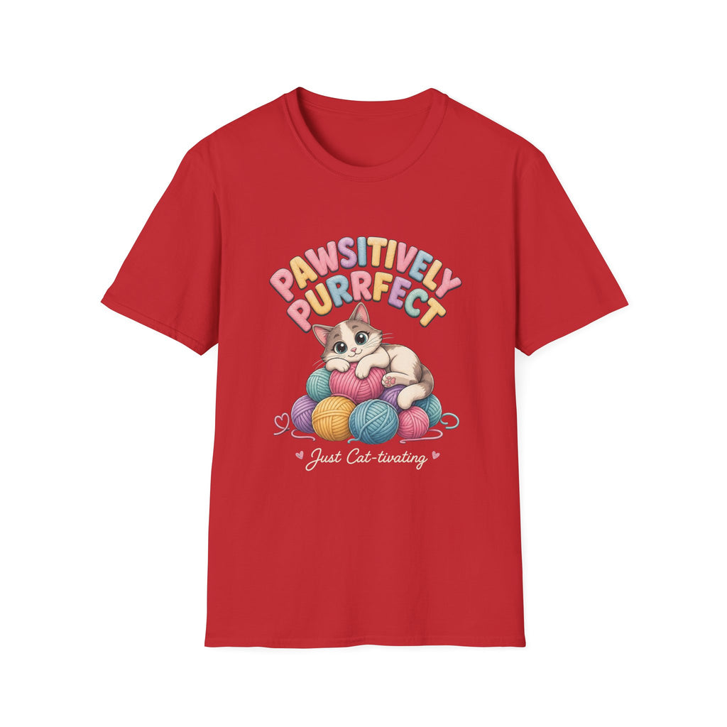 Pawsitively Purrfect Cat T-Shirt — Cute Kitten Yarn Lover Tee