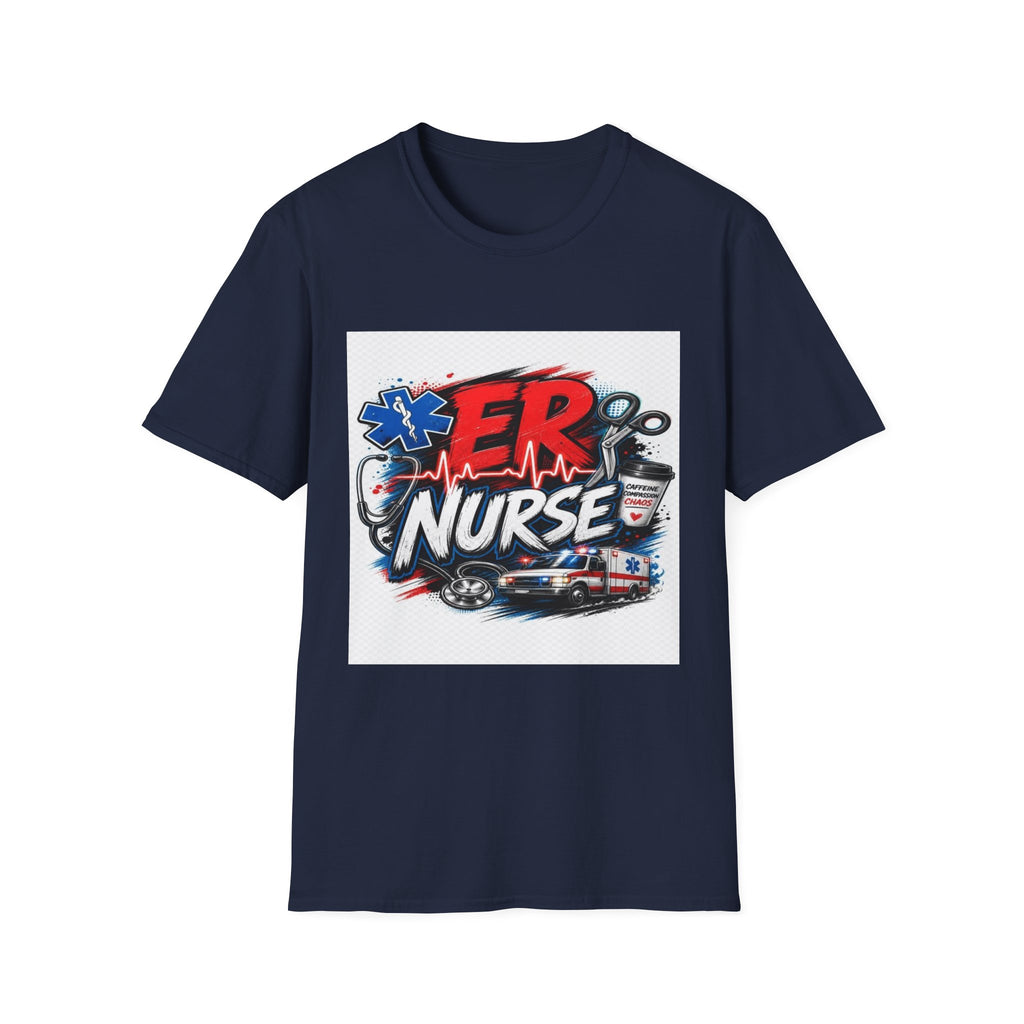 Bold Streetwear T-Shirt Design Featuring ER Nurse Typography- Graphic Tees