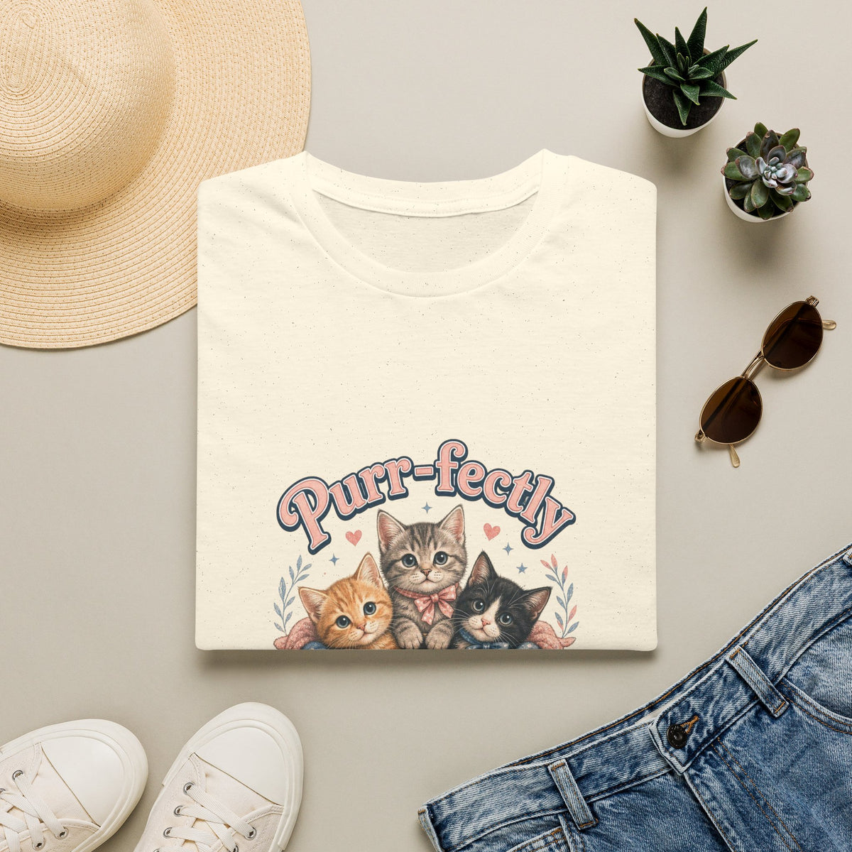 Cat T-Shirt — "Purr-fectly Adorable" Cute Kitten Graphic Tee