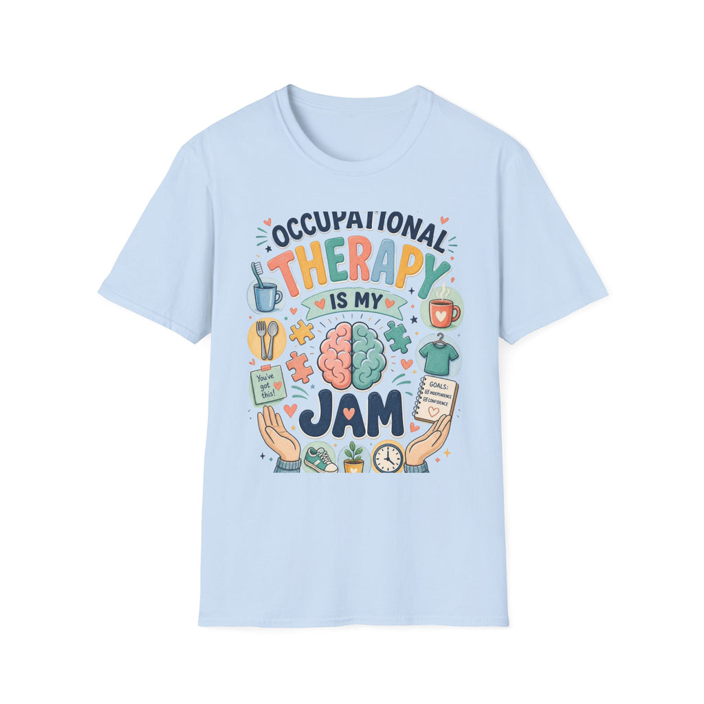 Playful T Shirt Design Celebrating Occupational Therapy Vibrantly Illustrated