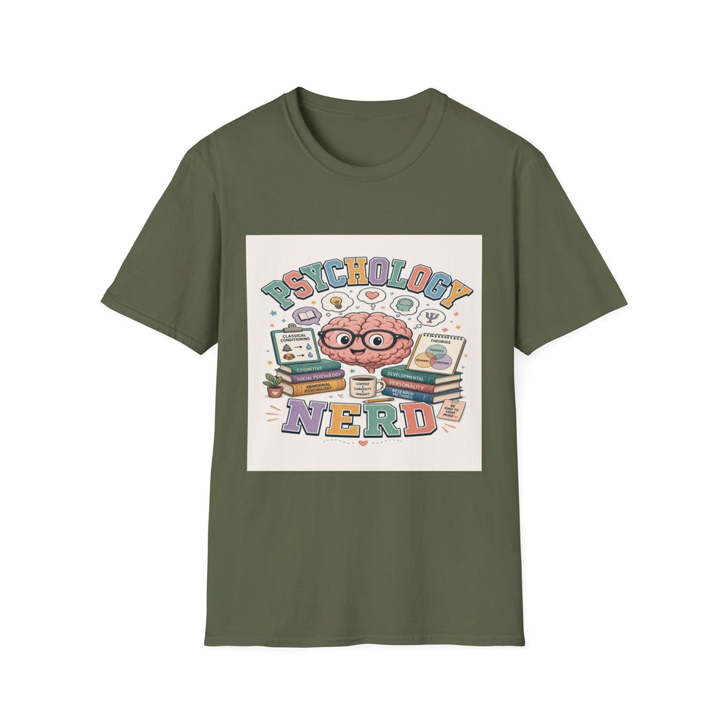Playful Psychology Nerd T-Shirt Design Featuring Brain And Books- Graphic Tees
