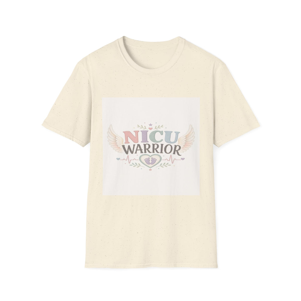 NICU Warrior Design With Baby Footprint And Angel Wings- Graphic Tees