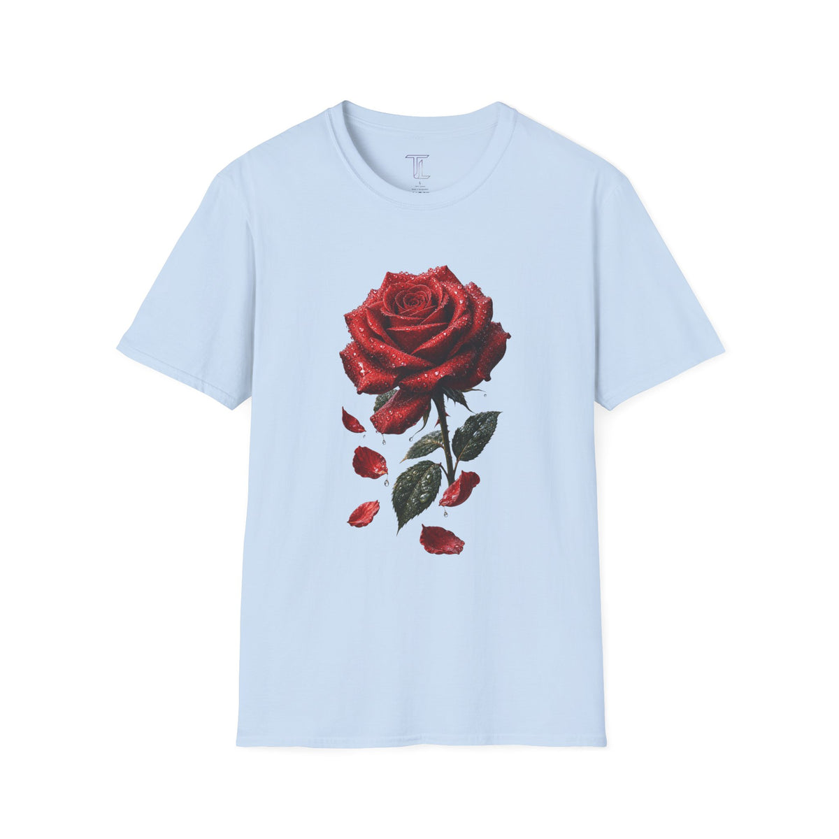 Red Rose Graphic T-Shirt — Falling Petals Floral Tee