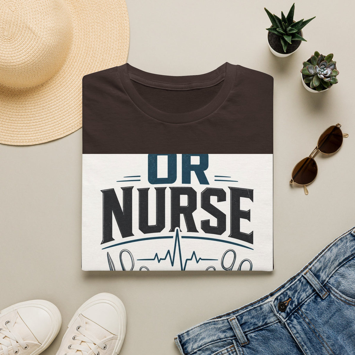 Bold T Shirt Design Featuring Nurse Motto With Instruments