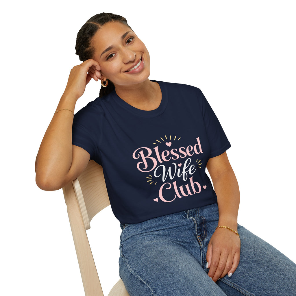 Blessed Wife Club T-Shirt — Pastel Pink 'Blessed' Graphic Tee