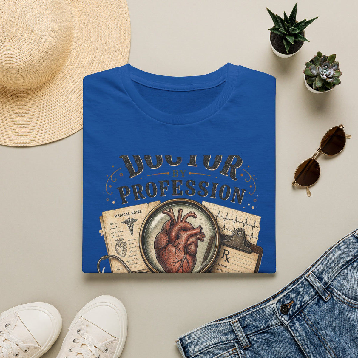 Vintage Detective Inspired T Shirt Featuring Anatomical Heart And Magnifying Glass