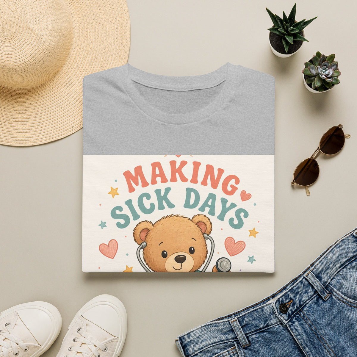 T Shirt Design Featuring Teddy Bear With Stethoscope And Stars