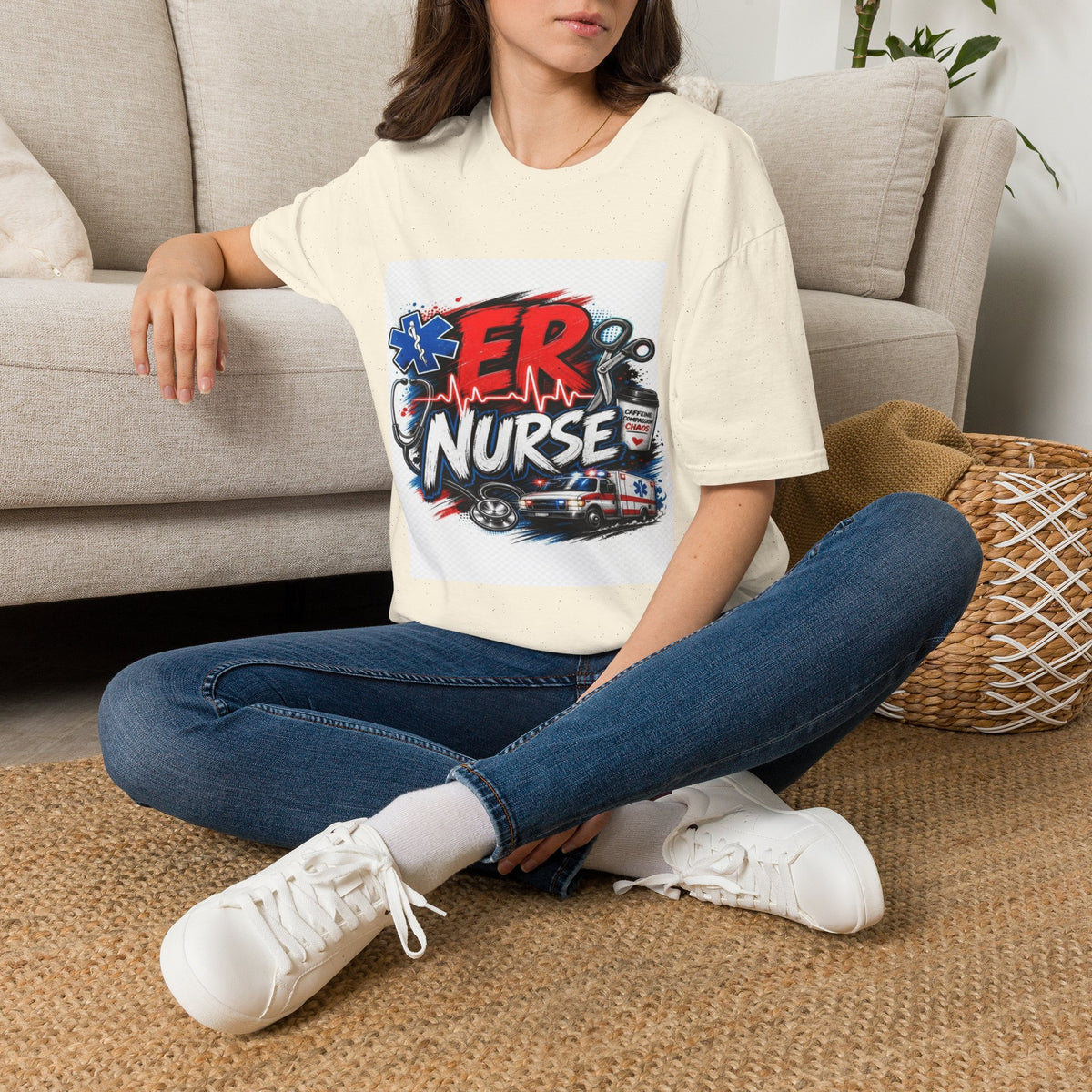 Bold Streetwear T-Shirt Design Featuring ER Nurse Typography- Graphic Tees