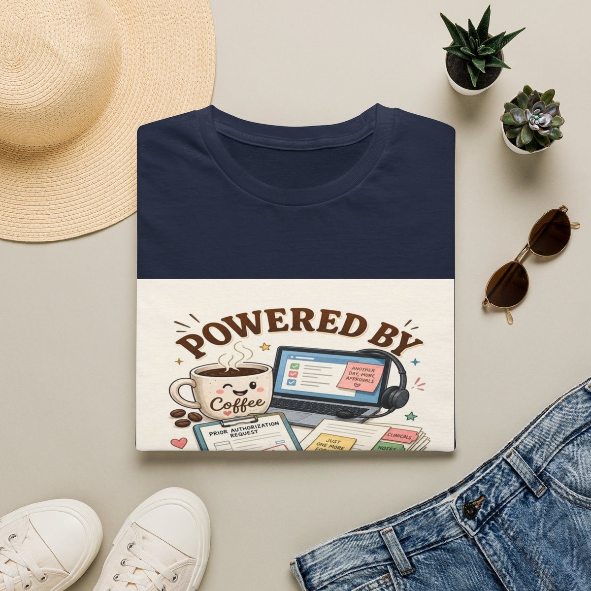 Whimsical T-shirt Design Featuring Coffee And Prior Authorizations (1)- Graphic Tees